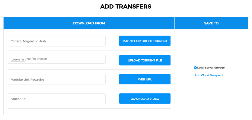 Transfercloud Add Transfers